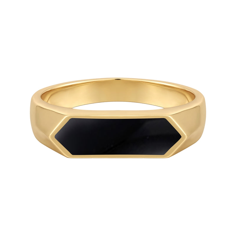 Ring Geo gold Emaille schwarz