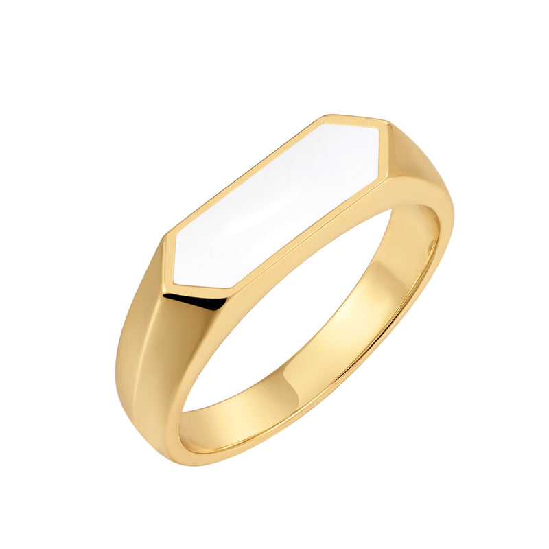 Bandring Geo gold Emaille weiß