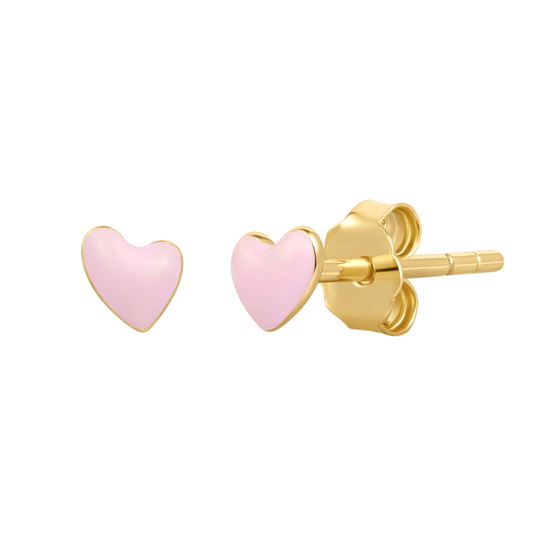 Ohrstecker HERZ mit rosa Emaille