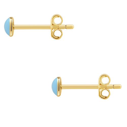 Herz Ohrstecker gold mit Emaille hellblau