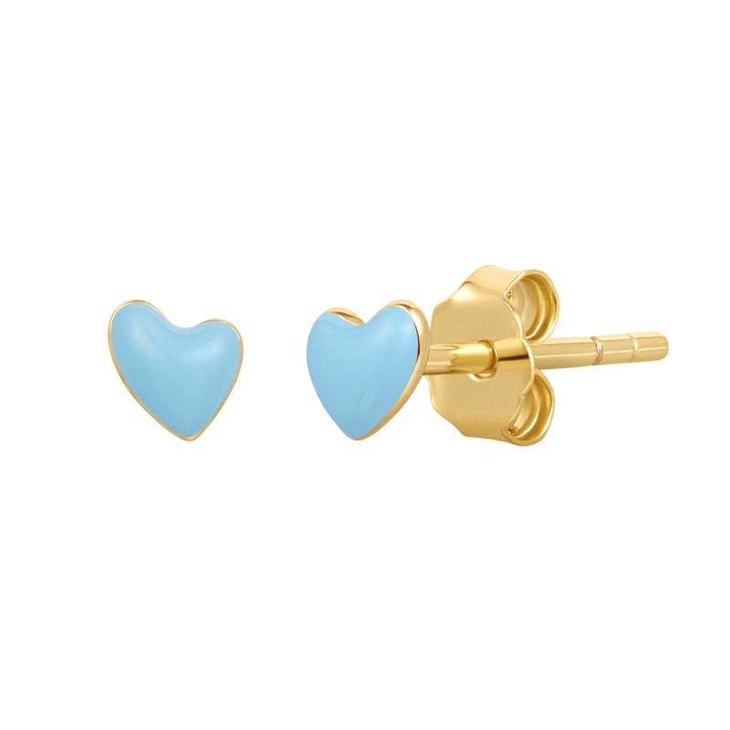 Herz Ohrstecker gold mit Emaille hellblau