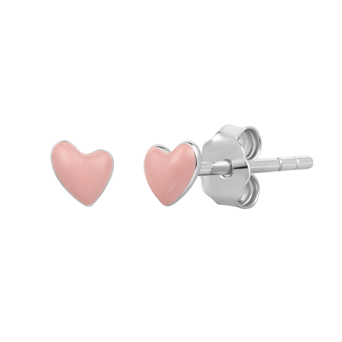 Ohrstecker Herz silber mit Emaille pfirsich aus 925er Sterling Silber