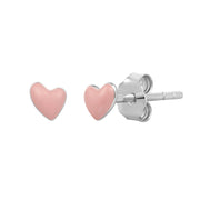 Ohrstecker Herz silber mit Emaille pfirsich aus 925er Sterling Silber