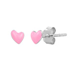 Herz Ohrstecker silber mit Emaille rosa