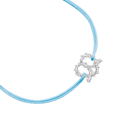 Textil Armband hellblau HERZ BREZE silber
