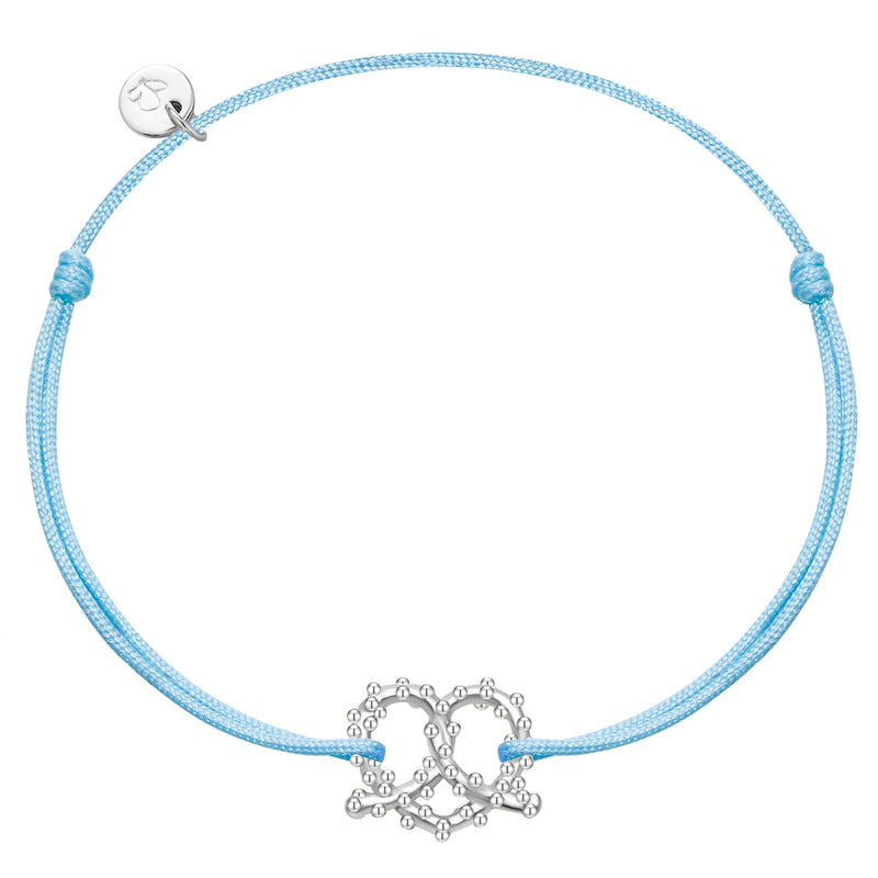 Textil Armband hellblau HERZ BREZE silber