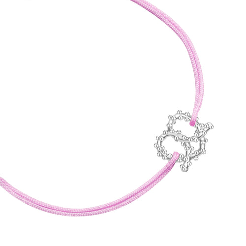 Armband Textil flieder HERZ-BREZE silber
