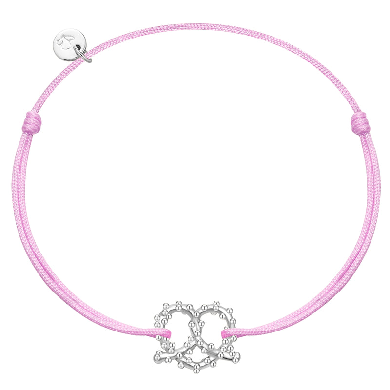 Armband Textil flieder HERZ-BREZE silber