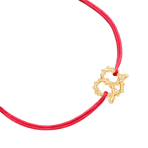 Armband HERZ BREZE gold Textil rot