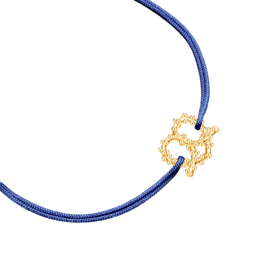 Armband Textil dunkelblau HERZ BREZE gold