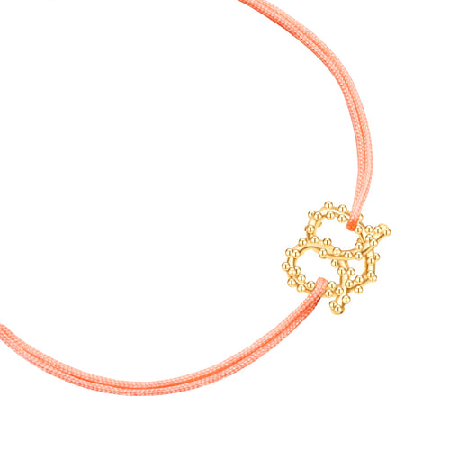 Textil Armband peach HERZ BREZE gold