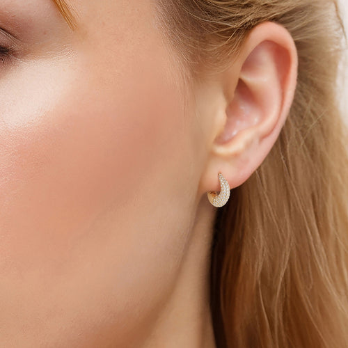 Creolen gold geschwungen mit Zirkonia