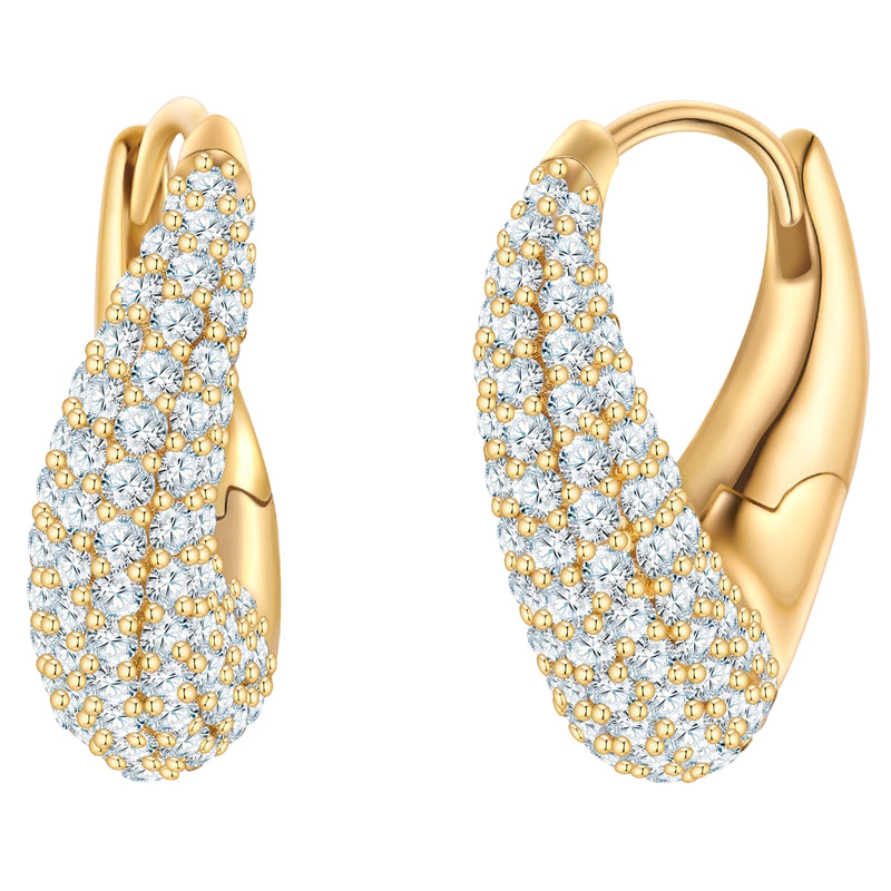 Creolen gold geschwungen mit Zirkonia