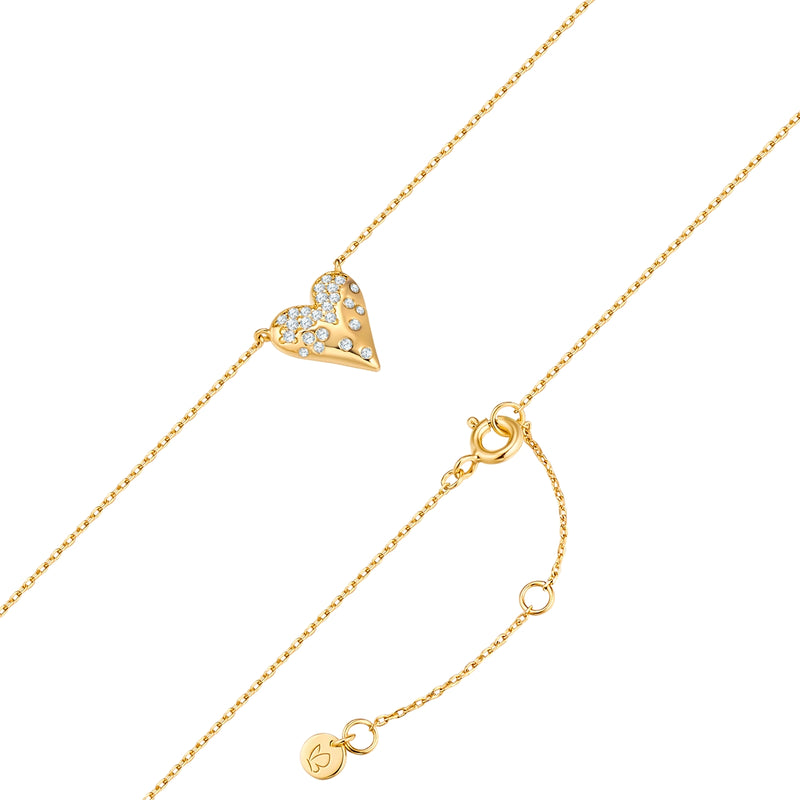 Kette mit Herz-Anhänger gold mit Zirkonia