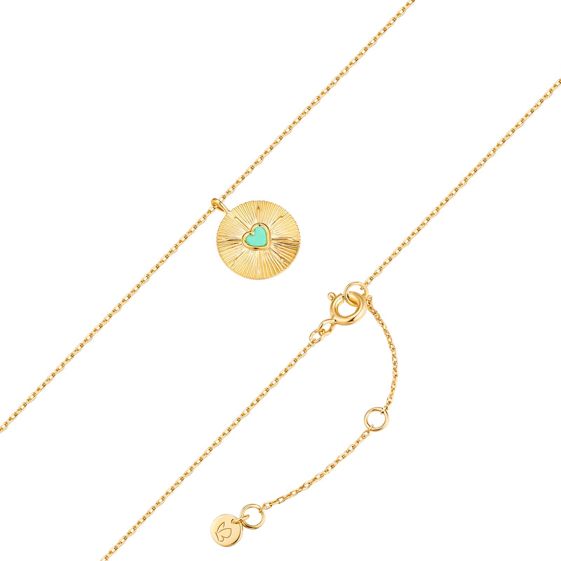 Kette mit Medaillon-Anhänger Herz Türkis (rek.)