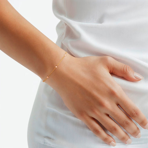 Armband gold mit Erdbeerquarz