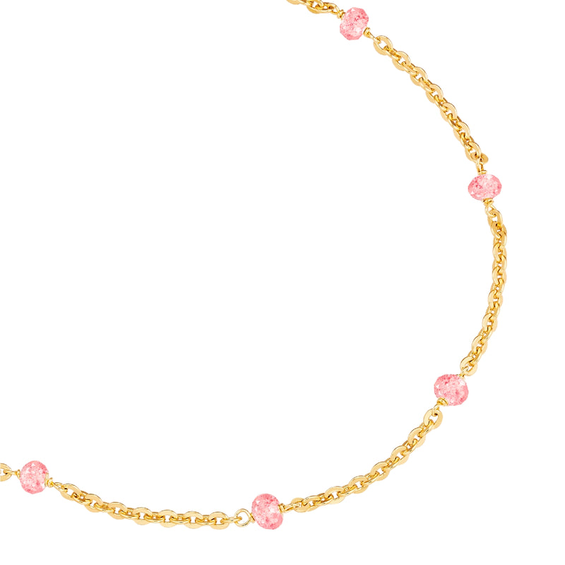 Armband gold mit Erdbeerquarz