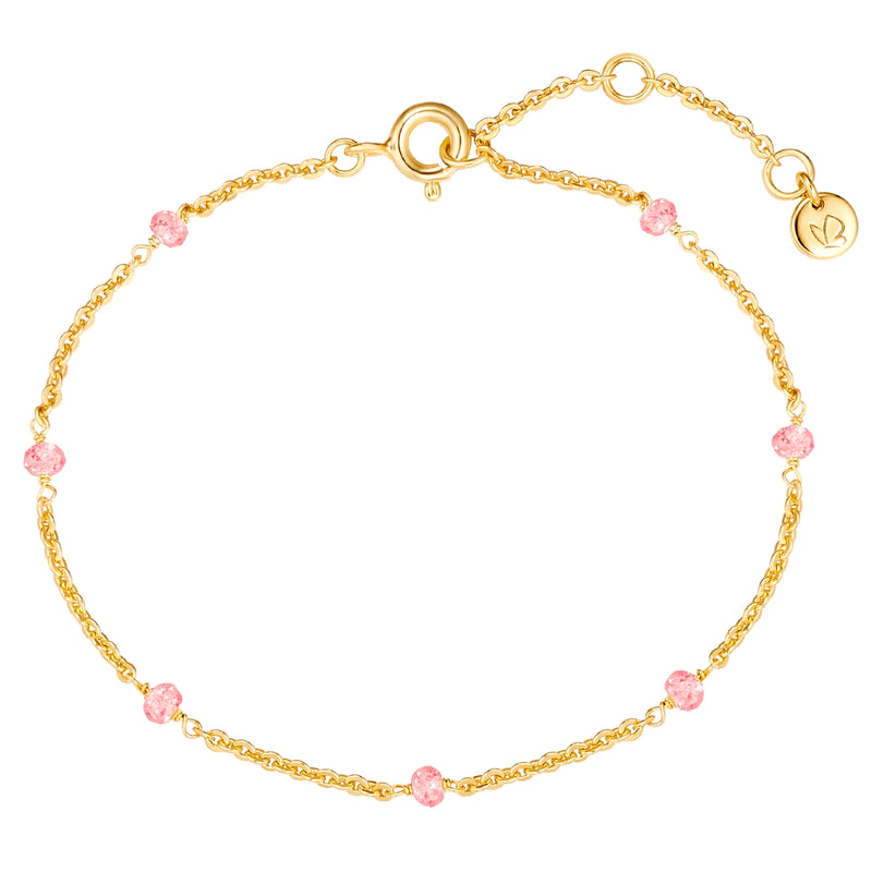 Armband gold mit Erdbeerquarz