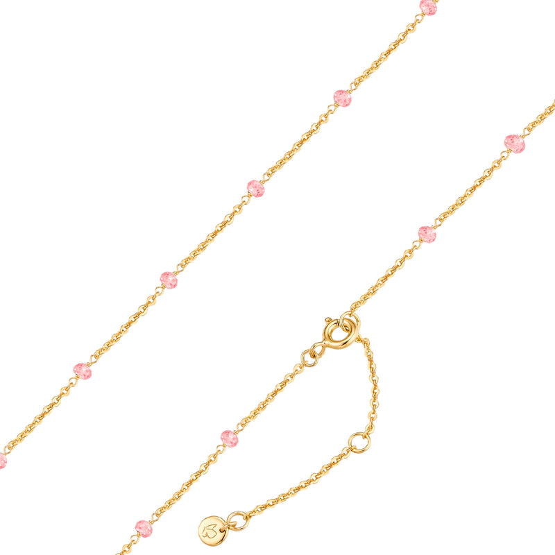 Kette gold mit Erdbeerquarz