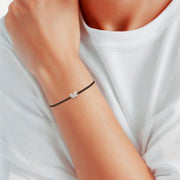 Textil-Armband schwarz Butterfly Zirkonia silber