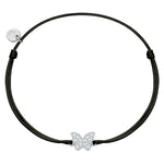 Textil-Armband schwarz Butterfly Zirkonia silber