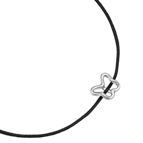 Armband Textil schwarz Schmetterling silber