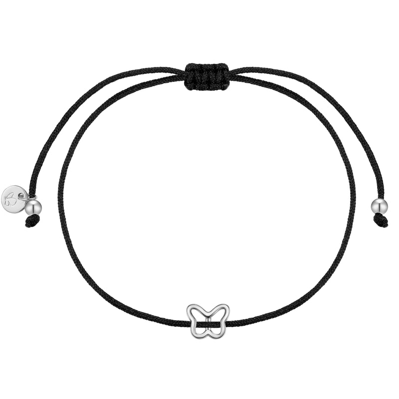 Armband Textil schwarz Schmetterling silber