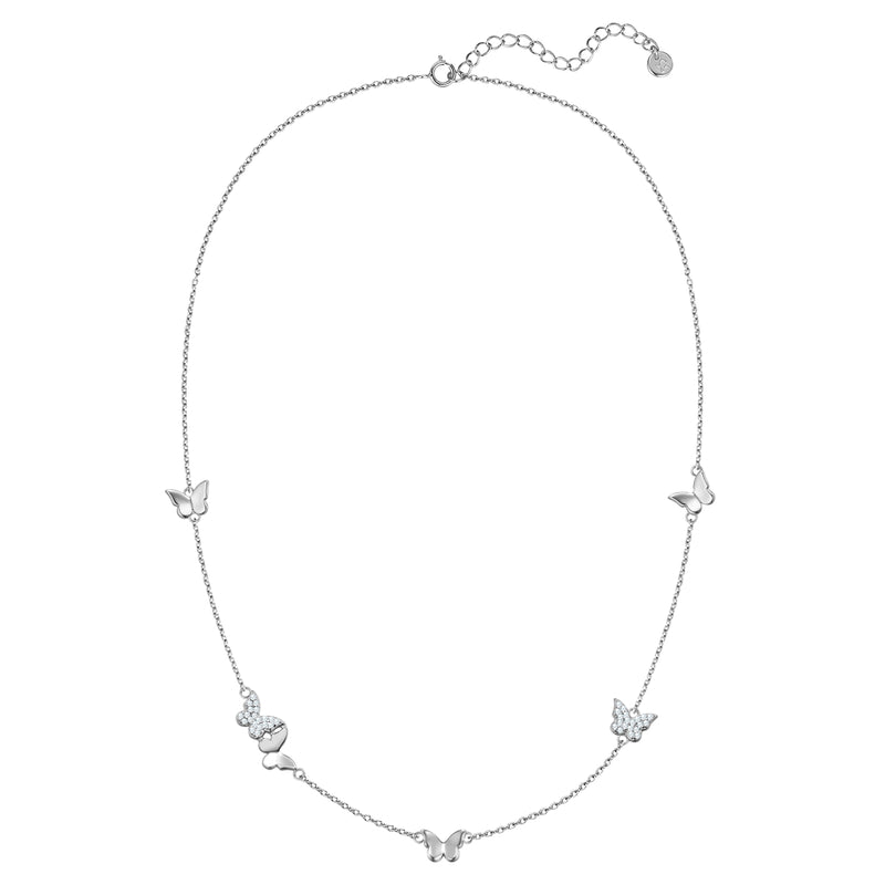 Kette mit Schmetterlings-Anhänger silber Zirkonia