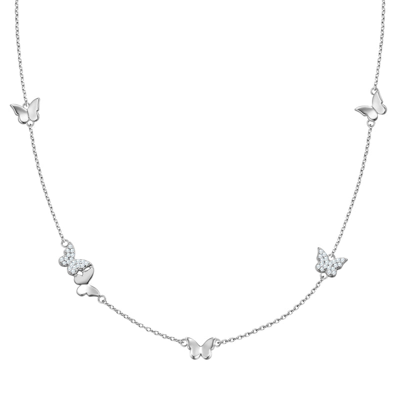 Kette mit Schmetterlings-Anhänger silber Zirkonia