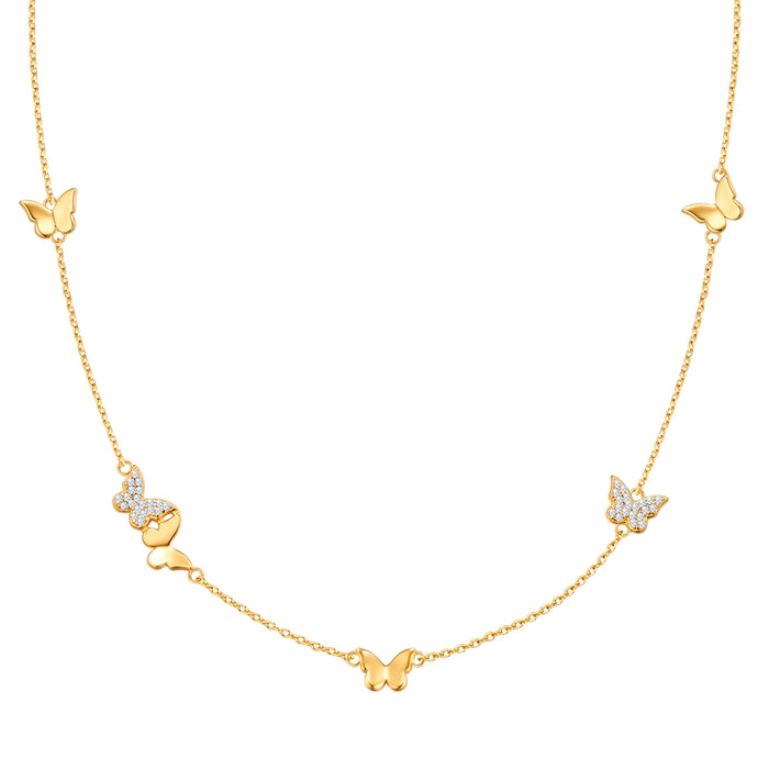 Schmetterlings-Kette gold Zirkonia