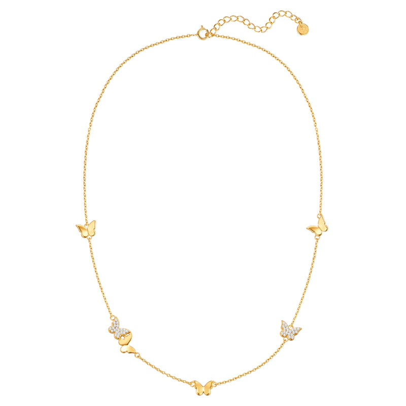 Schmetterlings-Kette gold Zirkonia