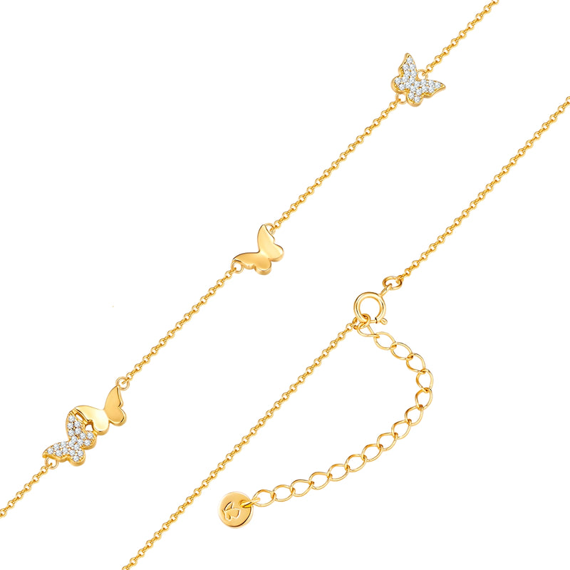 Schmetterlings-Kette gold Zirkonia