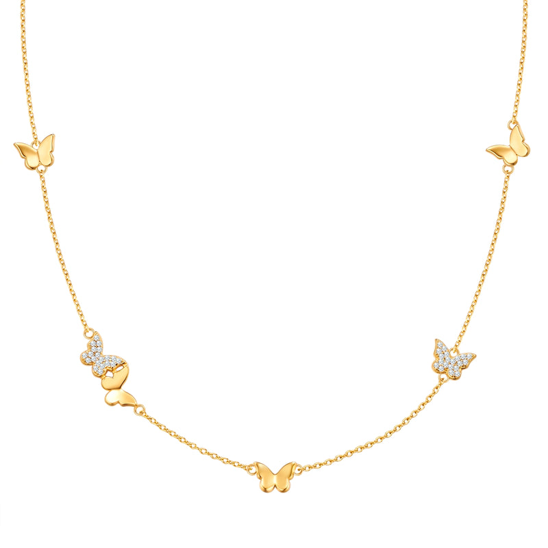 Schmetterlings-Kette gold Zirkonia
