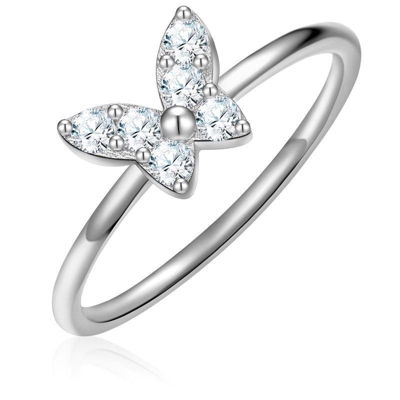 Schmetterlings-Ring silber mit Zirkonia