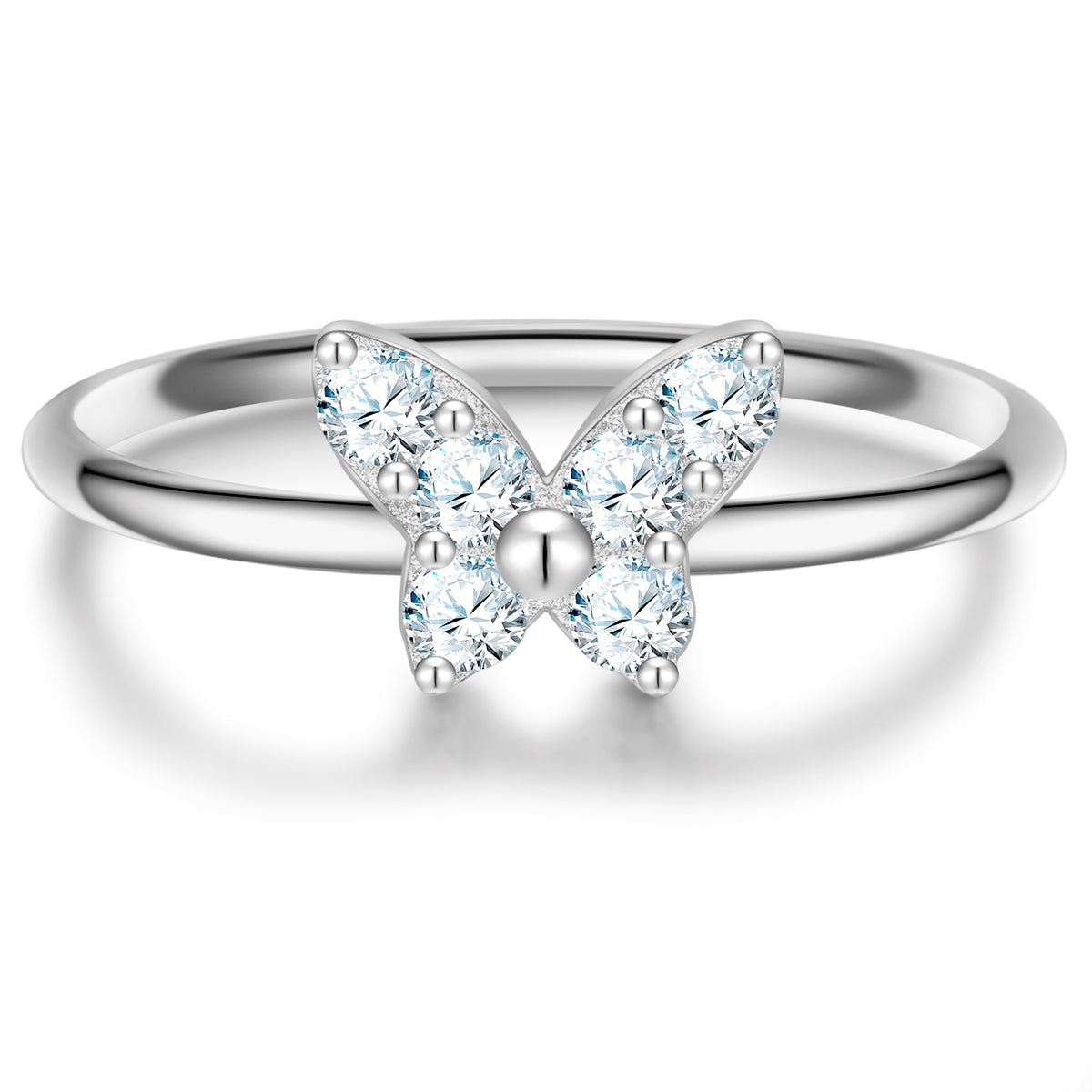 Schmetterlings-Ring silber mit Zirkonia