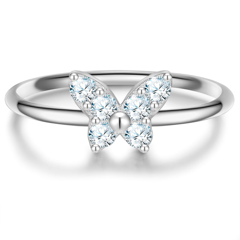 Schmetterlings-Ring silber mit Zirkonia
