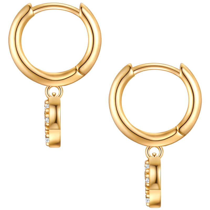 Creolen mit Einhänger Butterfly gold mit Zirkonia