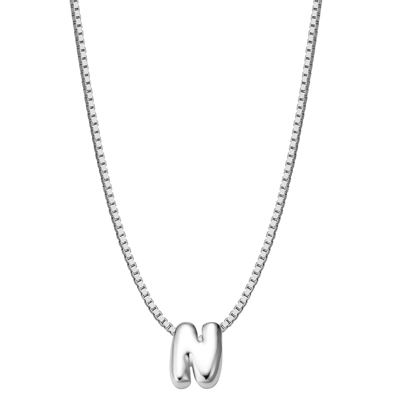 Halskette Bubble Letter N silber