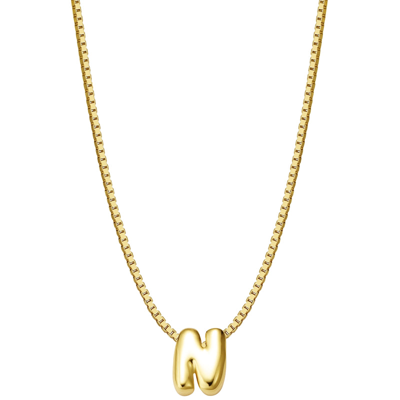 Halskette Bubble Letter N gold