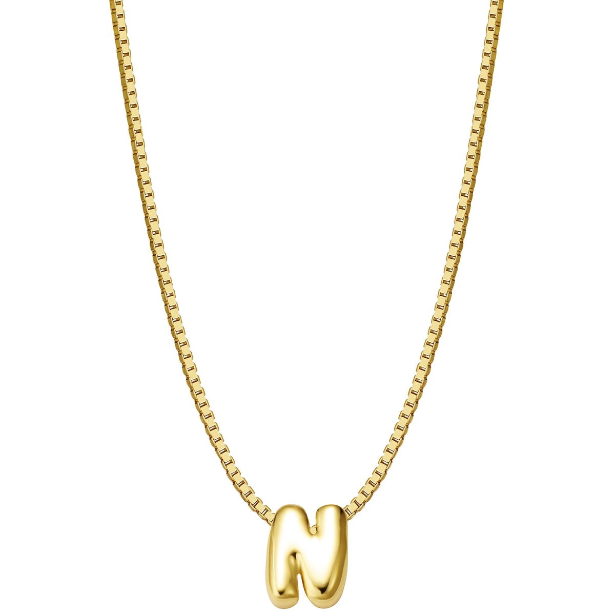 Halskette Bubble Letter N gold