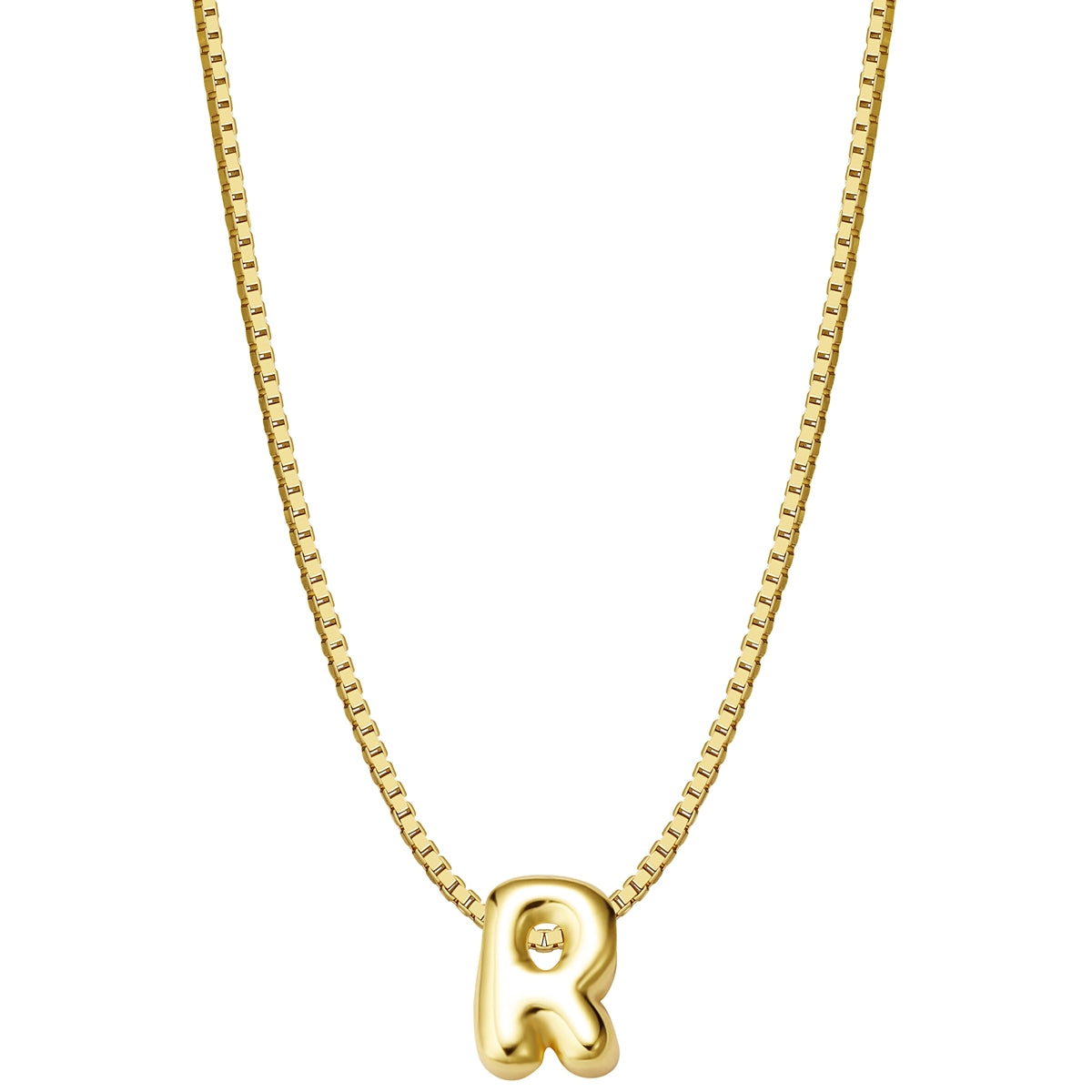 Halskette Bubble Letter R gold