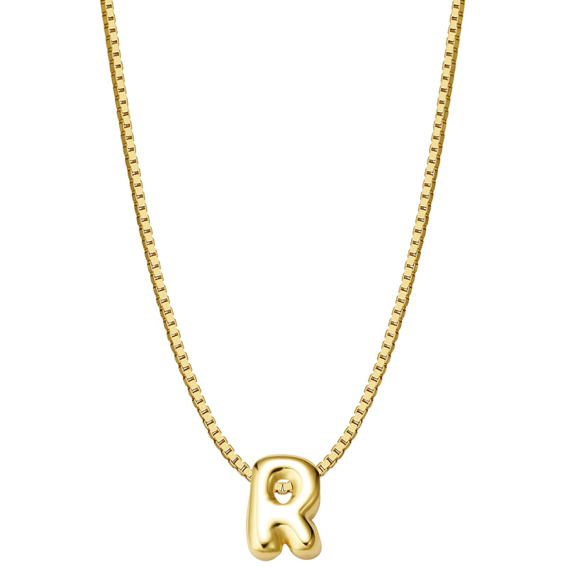 Halskette Bubble Letter R gold