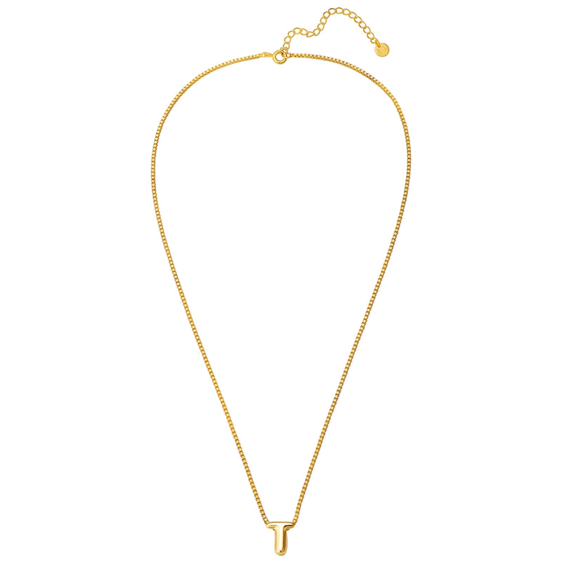 Halskette Bubble Letter T gold