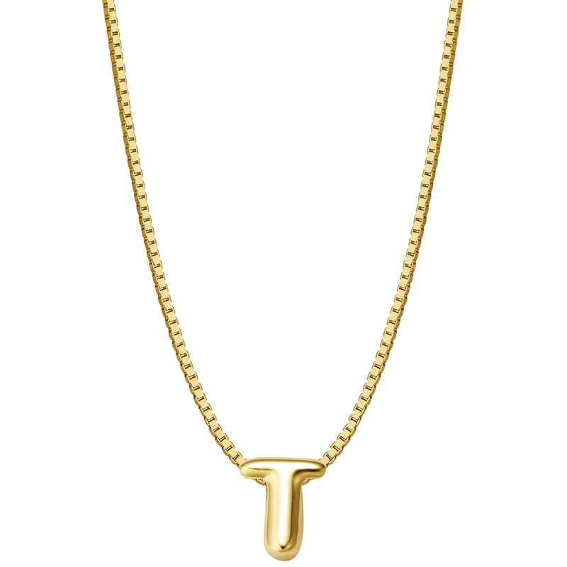 Halskette Bubble Letter T gold