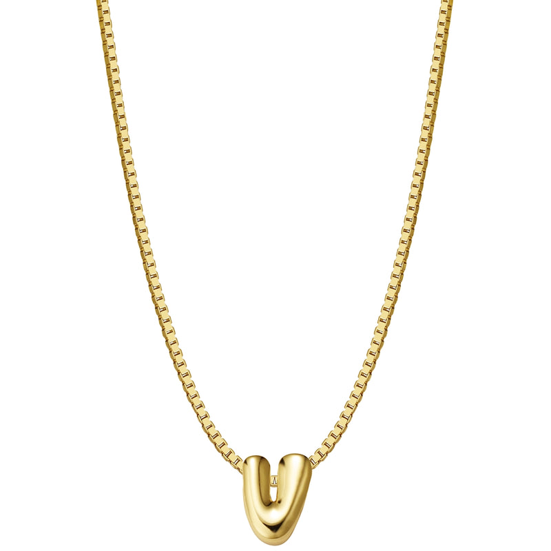 Halskette Bubble Letter V gold