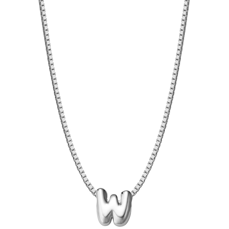 Halskette Bubble Letter W silber