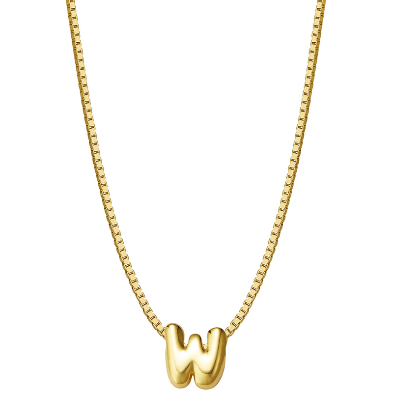 Halskette Bubble Letter W gold