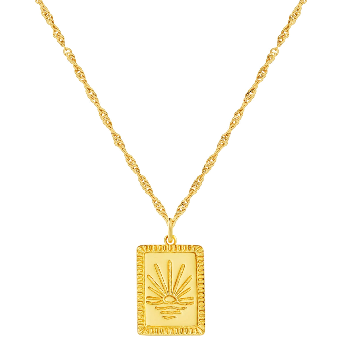 Goldene Kordel-Kette mit Sonnenuntergang-Anhänger