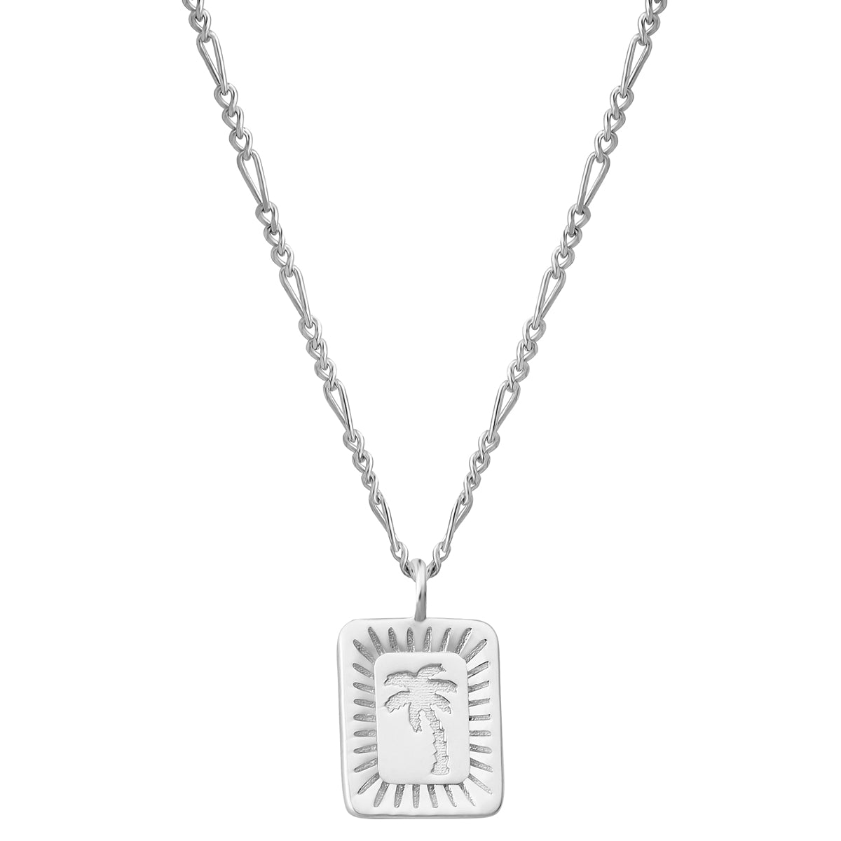 Silberne Figaro-Kette mit Anhänger Palme