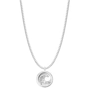 Kasten-Kette mit Anhänger Welle silber